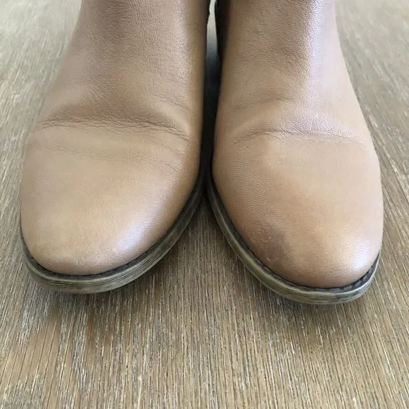 Franco Sarto Booties Womens 6.5 M Shandy Leather Boots Buckle Almond Toe Tan - Picture 7 of 16